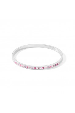 COEUR DE LION Pink Square Crystal & Polished Stainless Steel Bangle 0130/33-1917