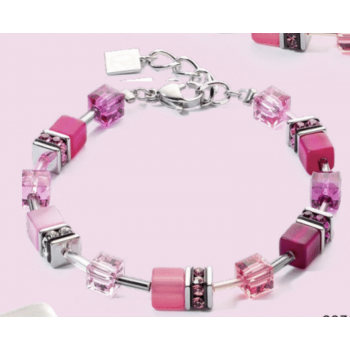 COEUR DE LION Geo Cube Viva Magenta Bracelet 2838/30-0422