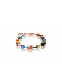 COEUR DE LION Geo Cube Bright Turquoise, Purple & Orange Bracelet 2838/30-1575