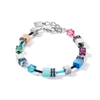 COEUR DE LION Geo Cube Soft Pink, Blue & Shining Silver Bracelet 2840/30-1544