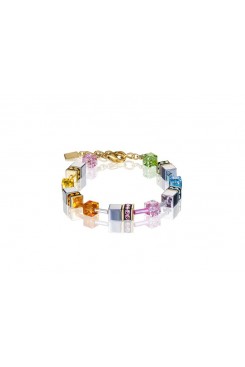 COEUR DE LION Geo Cube Soft Rainbow, Hematite and Gold Bracelet 4015/30-1522