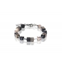 COEUR DE LION Geo Cube Rose Gold and Onyx Bracelet 4018/30-1300