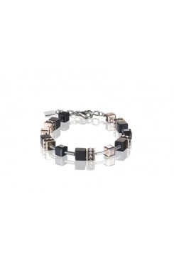 COEUR DE LION Geo Cube Rose Gold and Onyx Bracelet 4018/30-1300