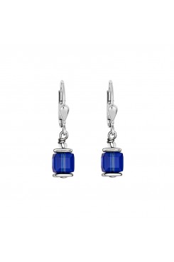 COEUR DE LION Cube Drop Earrings with Swarovski Crystals Blue 0094/20-0700