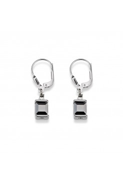COEUR DE LION Cube Drop Earrings with Swarovski Crystals Grey 0094/20-1700
