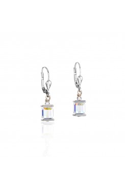 COEUR DE LION Cube Drop Earrings with Swarovski Crystals White 0094/20-1800