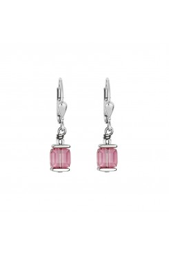 COEUR DE LION Cube Drop Earrings with Swarovski Crystals Pink Gold 0094/20-1920