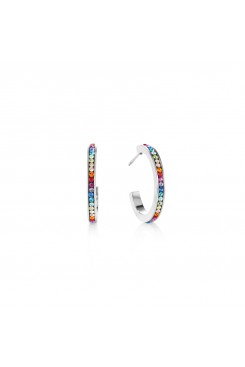 COEUR DE LION Hoop Stainless Steel & Multicolour Crystal Pavé Earrings 0139/21-1517