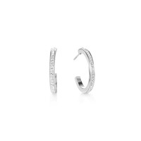 COEUR DE LION Hoop Silver & Crystal Pave Earrings 0139/21-1817