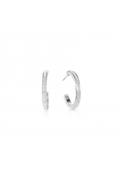 COEUR DE LION Hoop Silver & Crystal Pave Earrings 0139/21-1817