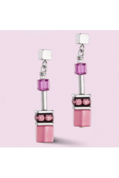 COEUR DE LION Geo Cube Viva Magenta Earrings 2838/21-0422