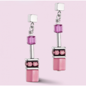 COEUR DE LION Geo Cube Viva Magenta Earrings 2838/21-0422