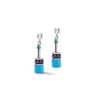 COEUR DE LION Geo Cube Purple Blue and Silver Earrings 2839/21-0608