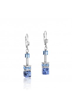 COEUR DE LION Geo Cube Hematite & Blue Sodalite Earrings 4017/20-0700