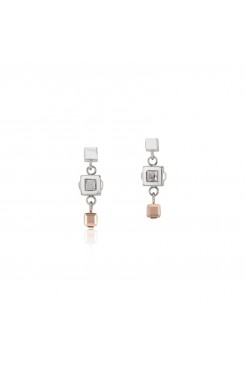 COEUR DE LION Geo Cube Cluster Silver & Rose Gold Earrings 5037/21-1723