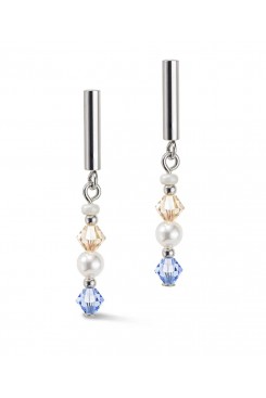 COEUR DE LION Blue European Crystals & Stainless Steel Earrings 6022/21-0720 