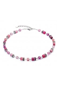 COEUR DE LION Geo Cube Viva Magenta Necklace 2838/10-0422