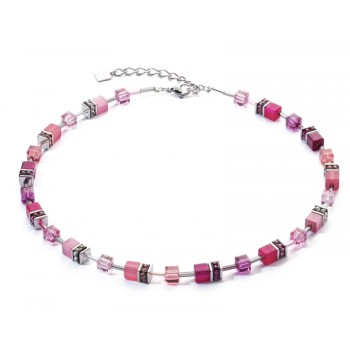 COEUR DE LION Geo Cube Viva Magenta Necklace 2838/10-0422