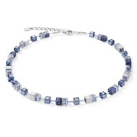 COEUR DE LION Geo Cube Hematite & Blue Sodalite Necklace 4017/10-0700