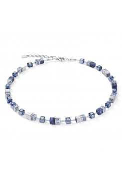 COEUR DE LION Geo Cube Hematite & Blue Sodalite Necklace 4017/10-0700