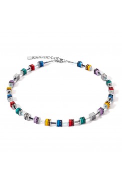 COEUR DE LION  GeoCube Bright Rainbow & Silver Necklace 4509/10-1581