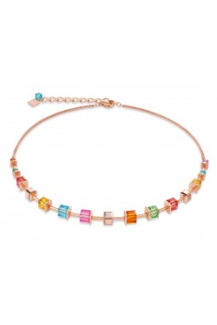 COEUR DE LION Geo Cube Luxurious Multicolour Necklace 4996/10-1500