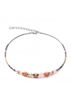 COEUR DE LION Rose Quartz, Sunstone & European Crystal Pearl Necklace 5049/10-1226