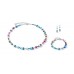 COEUR DE LION Geo Cube Soft Pink, Blue & Shining Silver Necklace 2840/10-1544