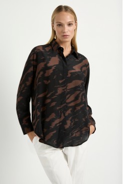 Mela Purdie Soft Shirt - Shadow Print Silk