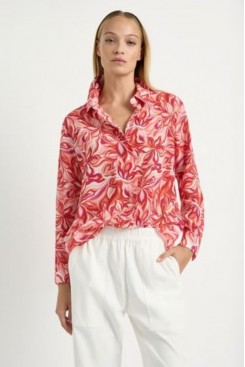 Mela Purdie Soft Shirt - Tangello Print Silk