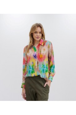 Mela Purdie Soft Shirt - Hot House Floral Silk - Sale 