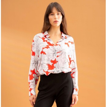 Mela Purdie Soft Shirt - Gauguin Floral Print Silk