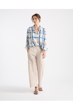 Mela Purdie Soft Shirt - Riviera Check Print Silk - Sale 